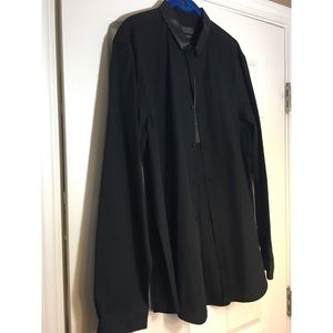 Black Slim Fit Zara Black Shirt w/Leather collar
